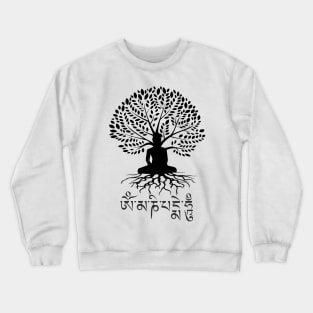 Buddha Tree of Life Om Mani Padme Hum Buddhist Mantra Crewneck Sweatshirt